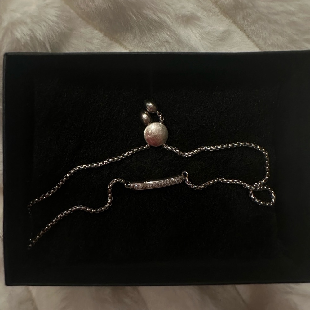 EFFY 925 Sterling Silver with Diamond Bar Slider Bolo Bracelet